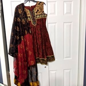 indian maroon/black anarkali dress